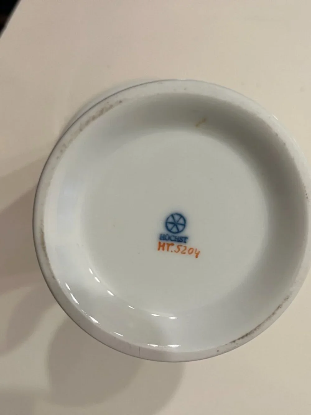 Höchst Germany Porcelain Orange Floral Gold Vase